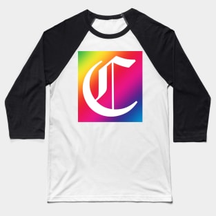 Rainbow White Letter C Baseball T-Shirt